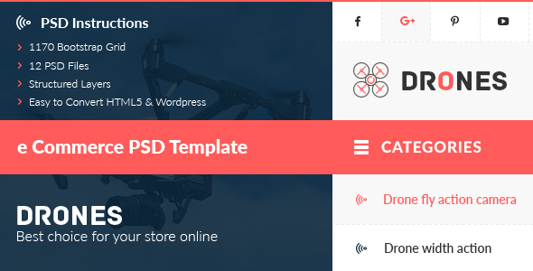 Drones - E-Commerce PSD Template Drones - E-Commerce PSD Template
